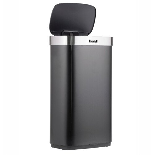 Dellonda Baridi Sensor Bin, 80L Capacity, Black/Stainless Steel - DH283