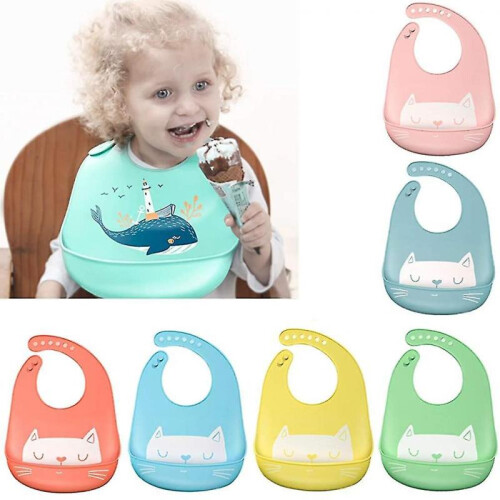 Soft Silicone Babbib. Adjustable Plastic Recuperative Bib - Cute Cat. Child 1
