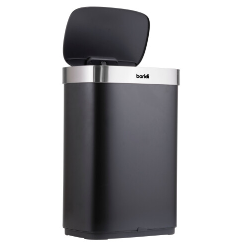 Dellonda Baridi Sensor Bin, 65L Capacity, Black/Stainless Steel – DH282