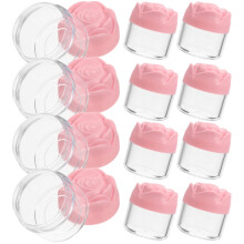 12Pièces Boîtes Crème Plastique Rose Forme Parfaits Voyage