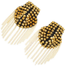 Stijlvolle Gouden Chain Rivet Epaulet Schouderbadge Voor Dames