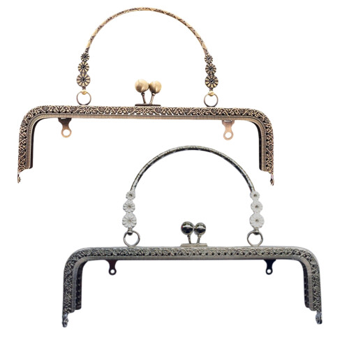 Retro Metal Purse Frame For Bag Making Silver 1set Lock 2