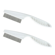 Flea Comb for Cats and Dogs, 2Pcs Metal Head Grooming Comb with Fine Teeth for Kittens and Small Pets, White