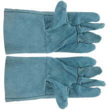 1Paar Lichtgroene Slijtvaste Cowhide Anti Bij Handschoenen Voor Honden