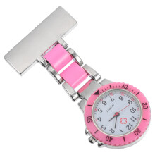 Roze Quartz Nurse Pocket Watch Met Glas En Sterke Ketting