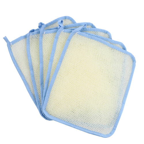 5Pcs Durable Blue Nylon Exfoliating Shower Scrub Towels for Bathing