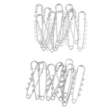 20 Heavy Duty Alloy Safety Pins with Loops, 7-8cm, Assorted Colors