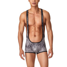 Men's Wrestling Vest One-Piece Tiger Stripe Stretch Weightlifting Training Clothing for Young Men, Size Medium