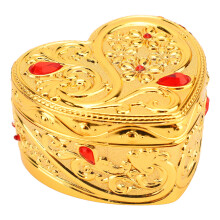 Caja de joyería de metal dorado vintage 8x7.8x4.3cm Corazón