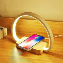 Bedside Lamp with 10w Wireless Charger And Usb Charging, Wooden Dimmable Touch Night Light with 3 Brightness Levels for Bedroom, Study, Office