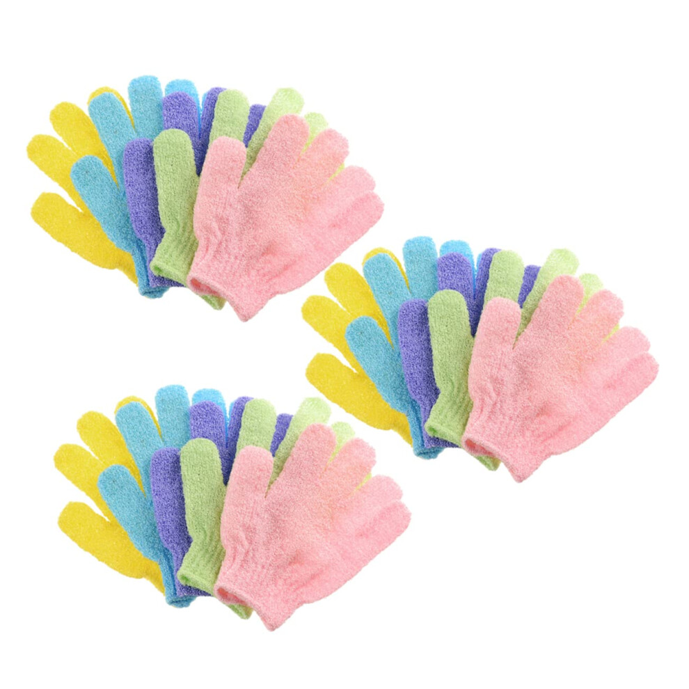 15pcs Exfoliating Shower Gloves for Body Scrub, Bath Towel Design, Random Colors, Soft Material, Glove Type