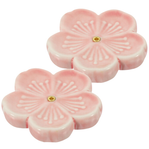 2Pcs Ceramic Pink Incense Plate Decorative Flower Censer for Desktop 1