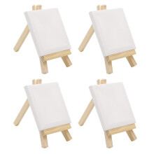 Mini Canvas Wood Easel Set for Art Painting, 8x8cm, Pine & Canvas