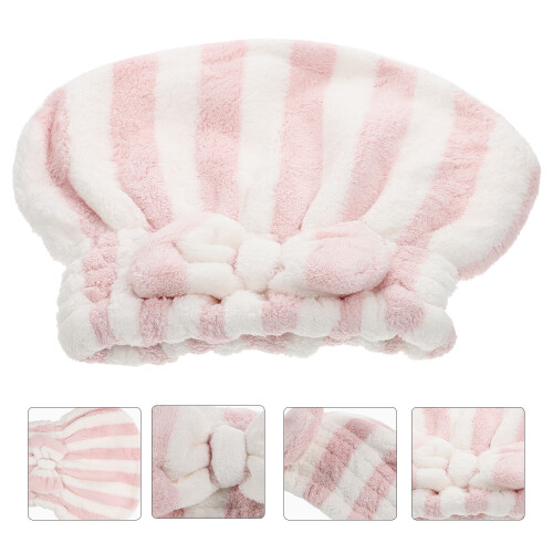1pc Home Use Shower Hat Water Absorbent Bathing Hat Striped Home Bath 1