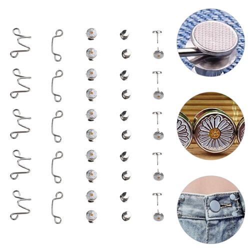 5 Sets Tailleknopen Afneembare Metalen Denim 2