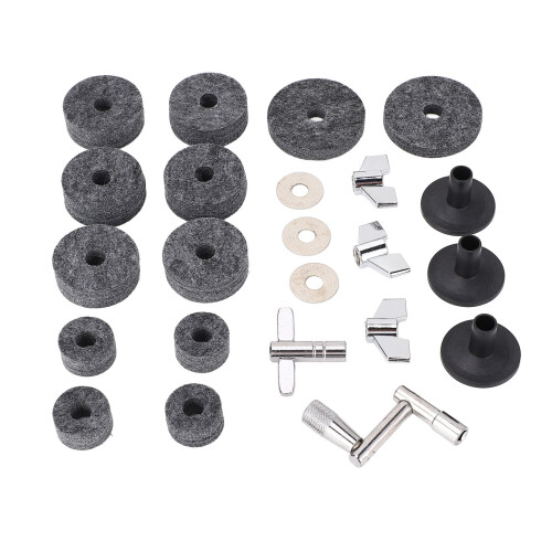 23 pcs Cymbal Replacement Set with Felt Pads, Nuts, Washers, Gray