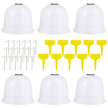 6St Transparante PVC Plant Dome Set Met Labels En Haringen Voor Tuin