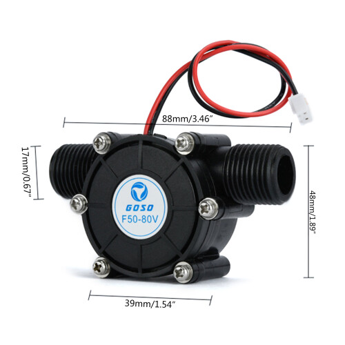 DC 5V/12V/80V 10W Micro-Hydro Generator G1/2" Male Thread-80V 1