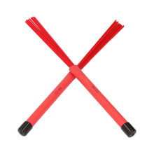 2PCS Red Retractable Drum Brushes with Plastic Bristles and Rubber Handles