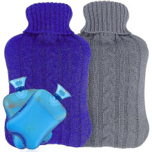 Hot Water Bottle 2 Pack, Hyaidiertech Transparent Classic Rubber Hot Water Bottle with 2l