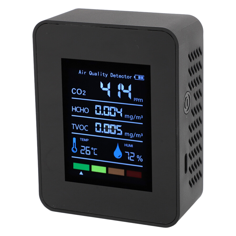 5-In-1 Co2 Tvoc Hcho Temp Humidity Air Quality Detector Black 3761347592968