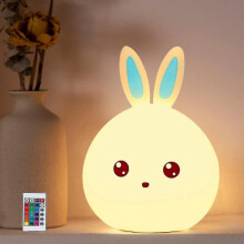 Baby Rabbit Silicone Led Night Light, Rechargeable Baby Toddler Night Light, Touch Baby Rabbit Lamp