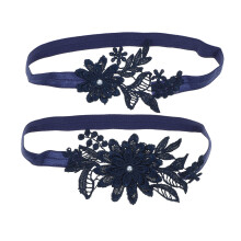 1Paar Donkerblauwe Kanten Bruidsring Elegant En Flexibel Voor Vrouwen