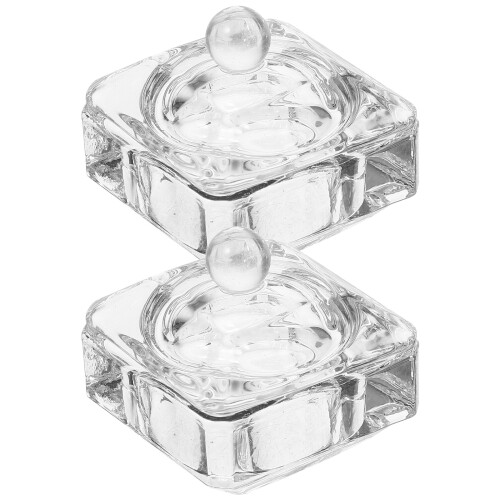 2St Glazen Manicure Cup Transparant Professionele Nagel Kunst Beker