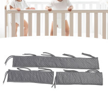 3-Piece Baby Bed Rail Bumper Set, Bubble Velvet, Gray, Infant Safety Guard