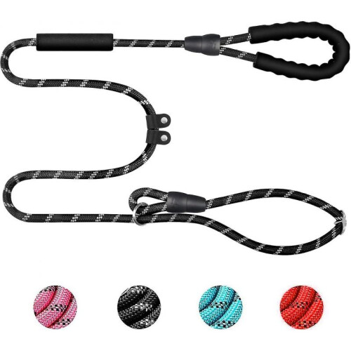 Retriever Leash with Pull Stop 1.6m Robust Dog Leash Training Leash Nylon Reflective Adjustable Leash with Foam Double Handle for Small Medium & Large