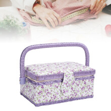 Sewing Tool Basket with Removable Tray, Portable Organizer for Sewing Supplies, Embroidery Kit for Thread, Scissors, and Buttons