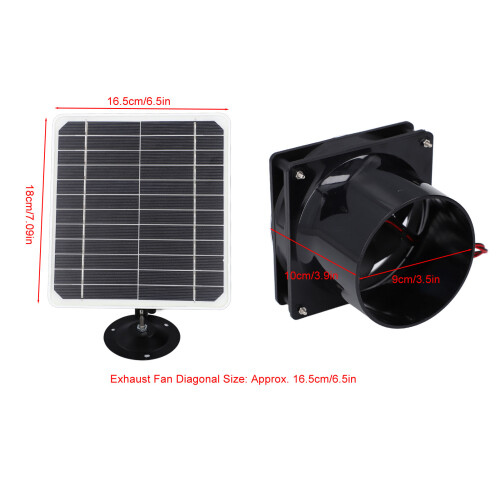 Eco Friendly 6.5" Exhaust Fan with 50W 12V Solar Panel for Pipe Ventilation 1