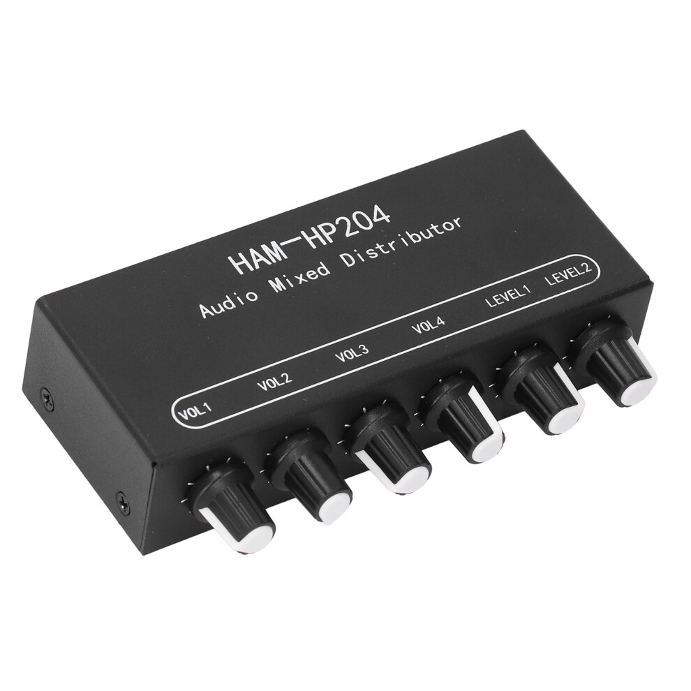 Stereo Mixer Distributor 2 In 4 Out, 5X Amplification, Aluminum, Black 7601347615624