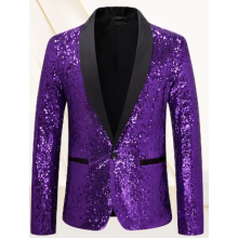(M)Mens Sequin Glitter Wedding Party Shawl Collar Blazer Jacket