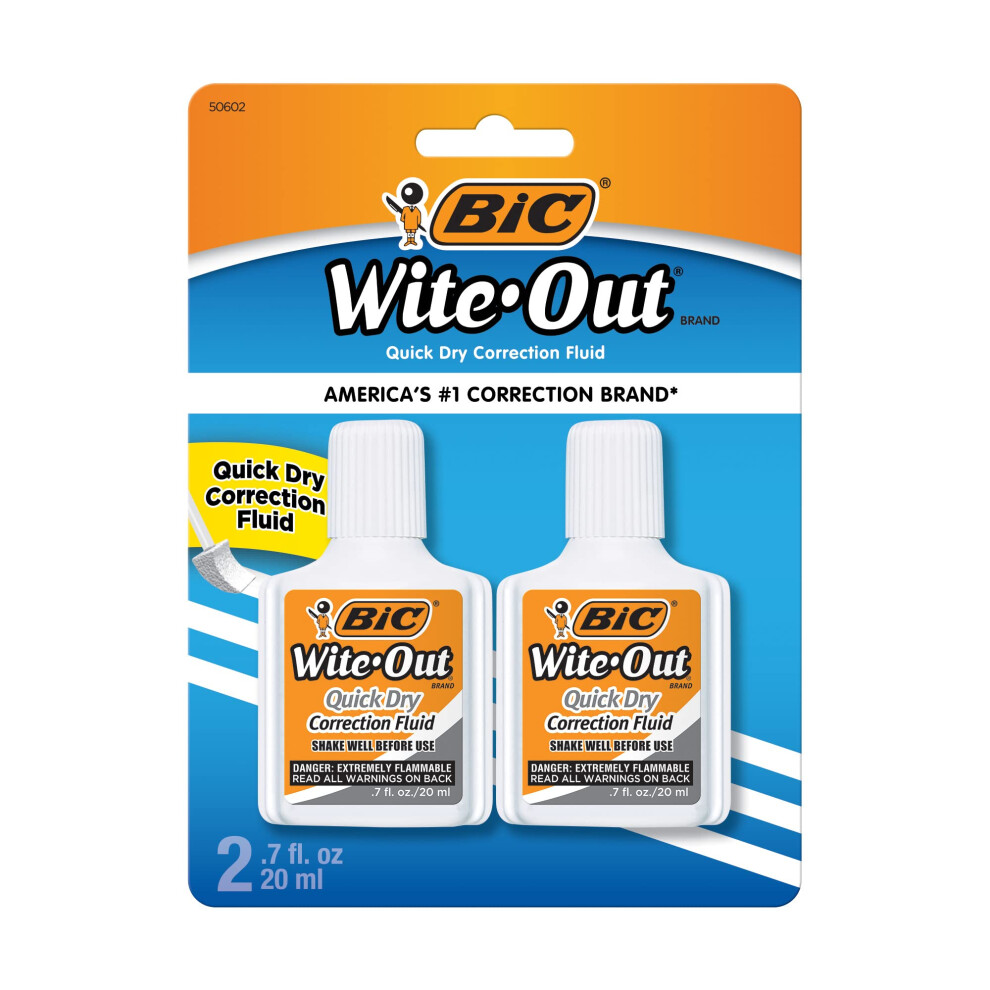 Bic Wite-Out Quick Dry Correction Fluid - 2 Pack - Color Writeout - Out White