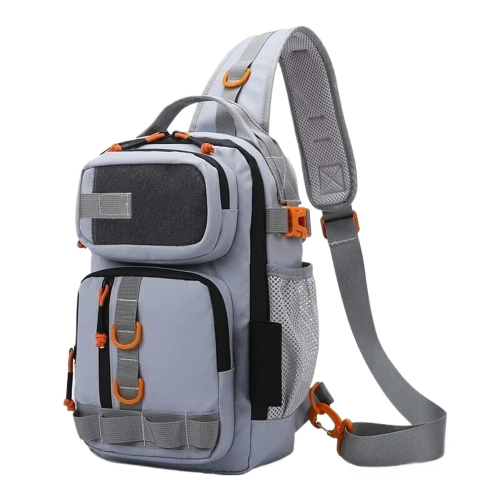 Fishing Bags for Men Grey Fishing Tackle Bag Single Shoulder Crossbody Waist Pack Utility Storage for Lures and Gear-image-OPC-PKD7XP7-NEW