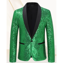 (L)Mens Sequin Glitter Wedding Party Shawl Collar Blazer Jacket