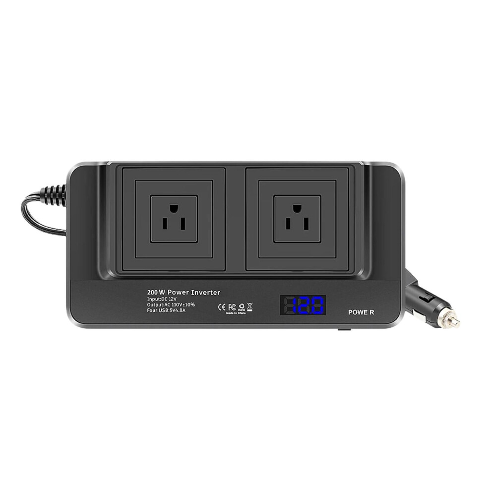 Sturdy Car Power Converter Inverter, Abs Material, Safe, Efficient, Compatible With 12V Appliances, High Conversion Efficiency 6038364205087