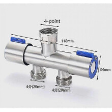 4-point Faucet Three-way Diverter 1-in-2 Adapter Double Head Dual-purpose 1-in-2-out Washing Machine 4 Water Distribution Valve