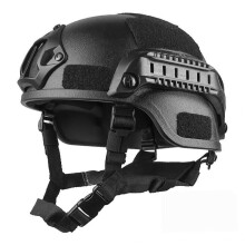 Airsoft Helmet Universal Size Adjustable Paintball Helmet with NVG Mount and Side Rails for Hunting, Black