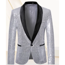 (M)Mens Sequin Glitter Wedding Party Shawl Collar Blazer Jacket
