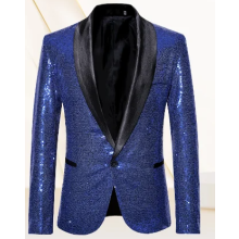 (L)Mens Sequin Glitter Wedding Party Shawl Collar Blazer Jacket