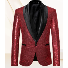 (L)Mens Sequin Glitter Wedding Party Shawl Collar Blazer Jacket