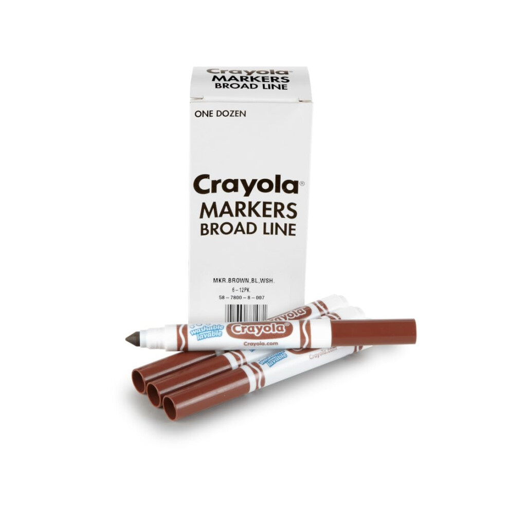Crayola Washable Markers - (12Ct) Kids Broad Line Markers Bulk Markers For Classrooms & Teachers Brown