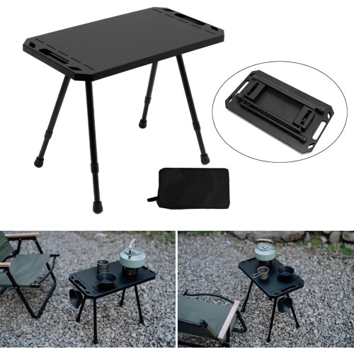 Outdoor Camping Table Portable Lightweight Folding Beach Table for BBQ, Black Small Size, Durable Material 1