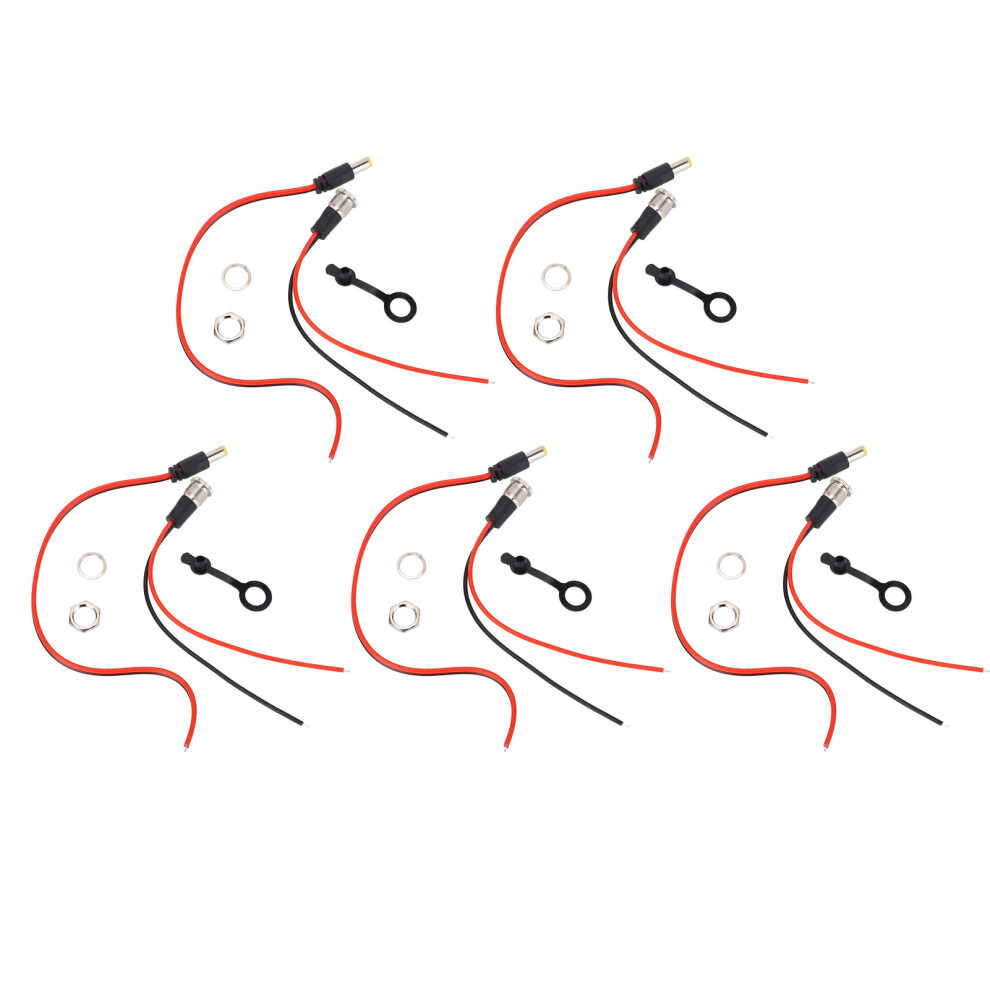 5 Sets 5.5X2.1mm 10A Power Jack Cord Socket With Waterproof Cover 8421347669613