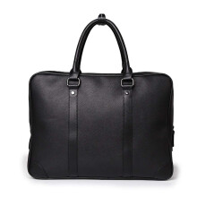 Men's Leather Briefcase High-End Portable Handbag Casual Work Office Briefcase in Noir for Professional Use