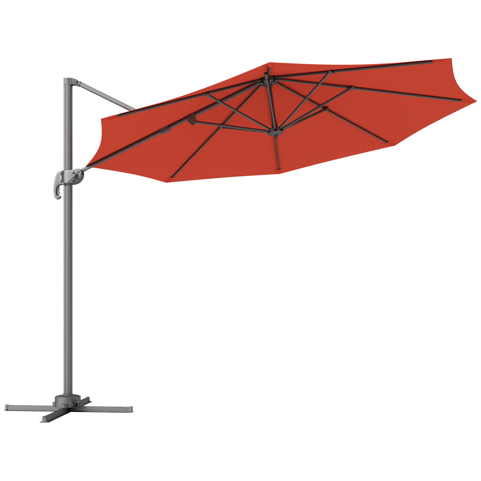 Orange Garden Parasol Outsunny Overhanging Five-Position Uv Resistant Sunshade Outdoor Patio Umbrella