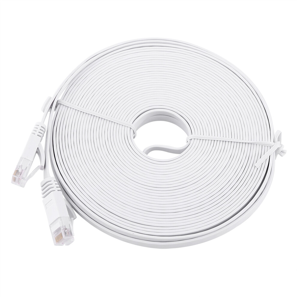 Rj45 Cat6 Ethernet Network Flat Lan Cable Utp White 8320539972053