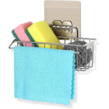 Sink Organizer, 2 In 1 Sponge Holder Kitchen Organizer for Sink Caddy Organizer Dishcloth Holder Kitchen Organizer Storage Kitchen Stainless Steel